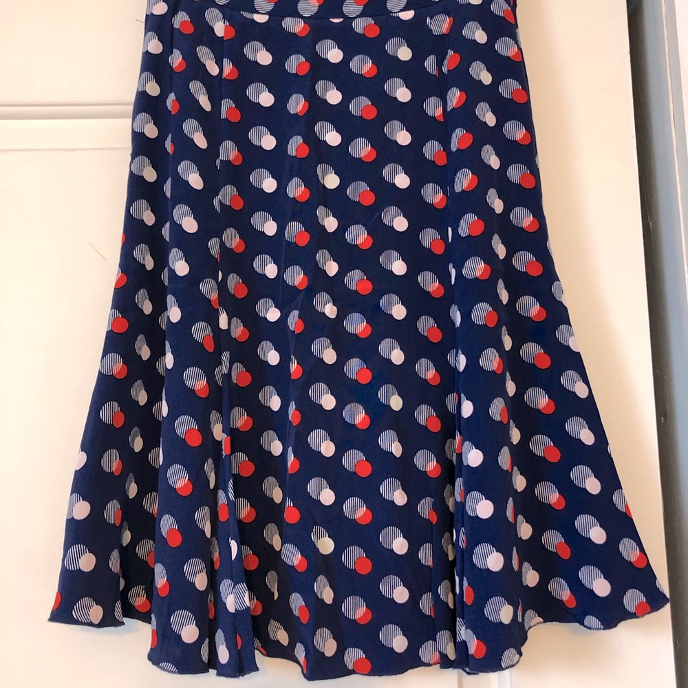 Kate Spade Silk red white blue blush skirt XS EUC